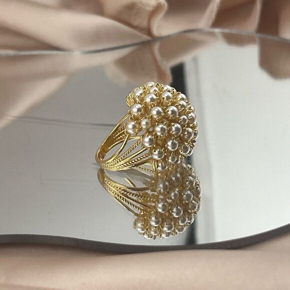 Golden Blossom Pearl Cluster Ring - Picture 5 of 10